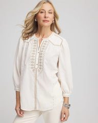 Chico's - Embroidered Crinkle-Cotton Blouse