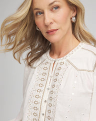 Chico's - Embroidered Crinkle-Cotton Blouse