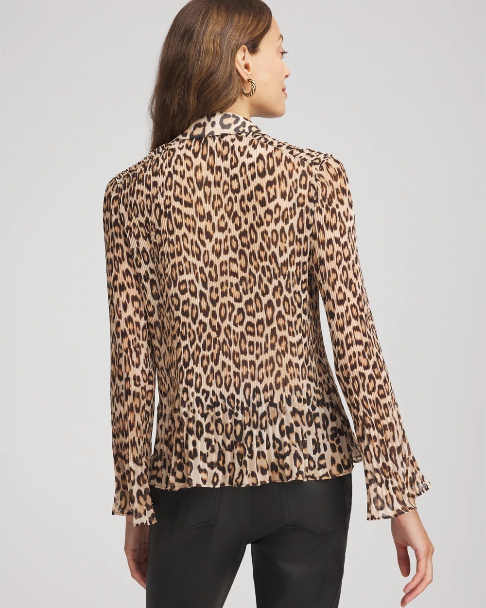 Chico's - Animal-Print Pleated Georgette Blouse