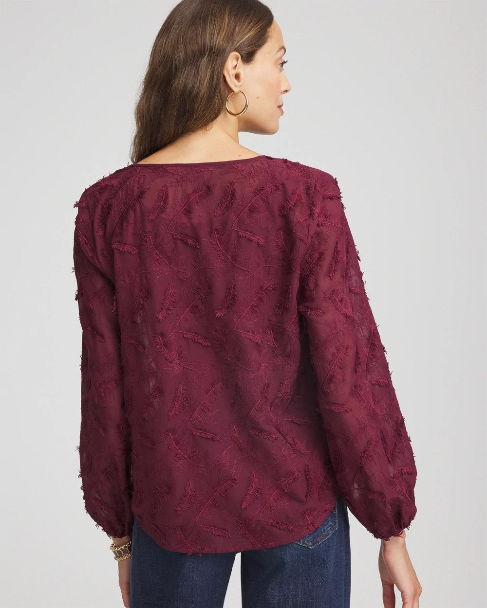 Chico's - Feathered Pullover Peasant Blouse