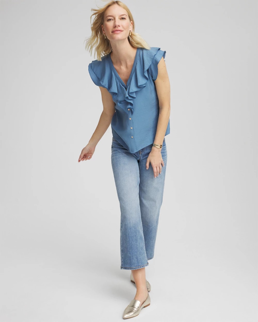 Chico's - Crepe Ruffle-Trim Blouse