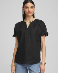 Chico's - Linen Flutter-Sleeve Popover Top