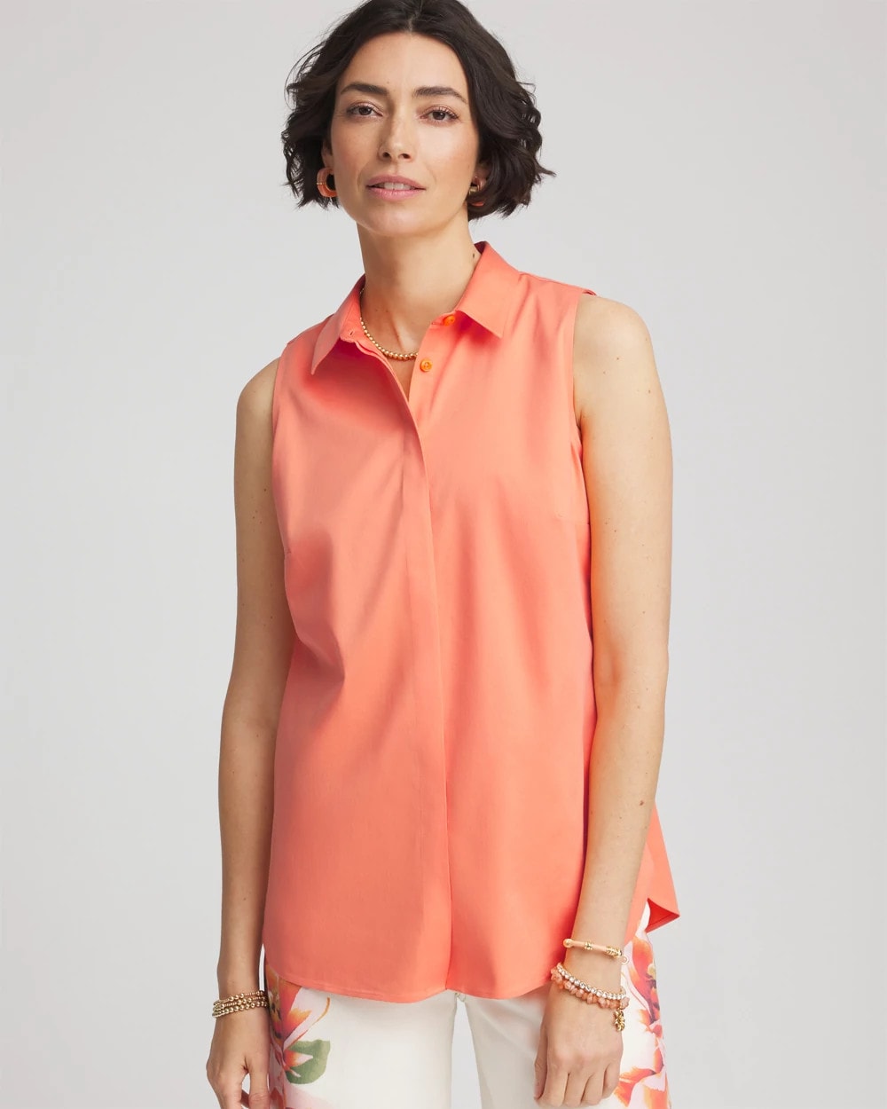 Chico's - No Iron™ Sleeveless Sateen-Stretch Shirt