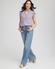 Chico's - Cheetah Print Ruffle-Collar Blouse