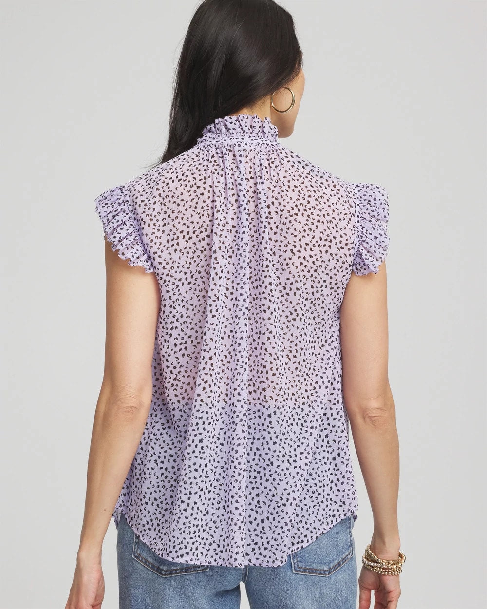 Chico's - Cheetah Print Ruffle-Collar Blouse
