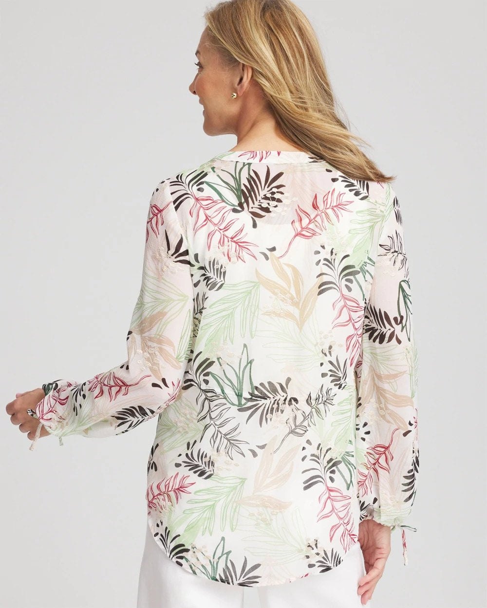 Chico's - Drawstring Crinkle Chiffon Blouse