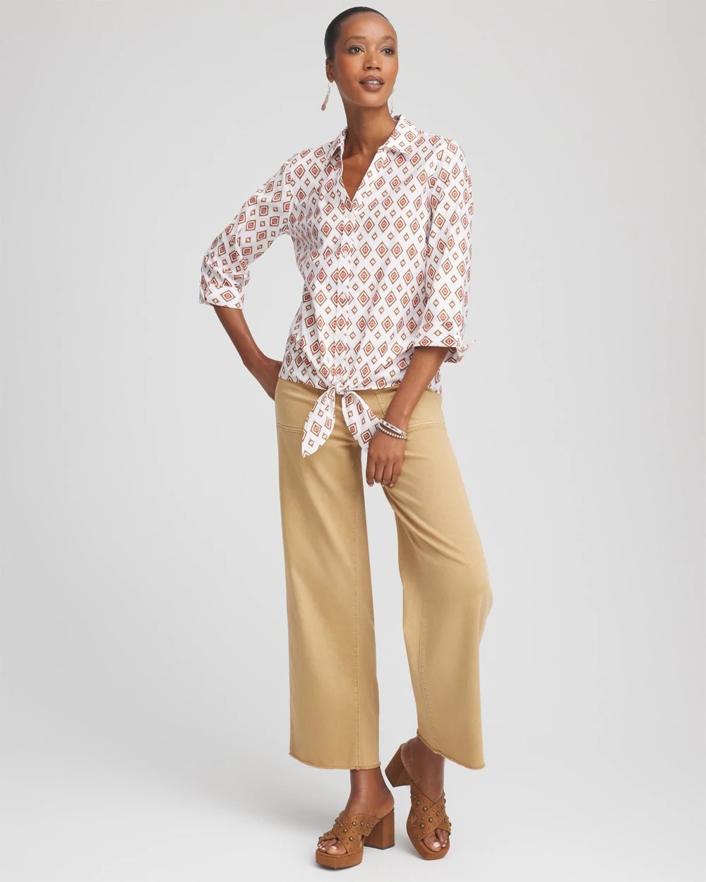 Chico's - No Iron™ Tie-Front Geo-Print Shirt