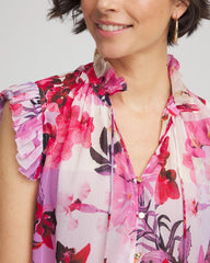 Chico's - Floral Ruffle Collar Blouse