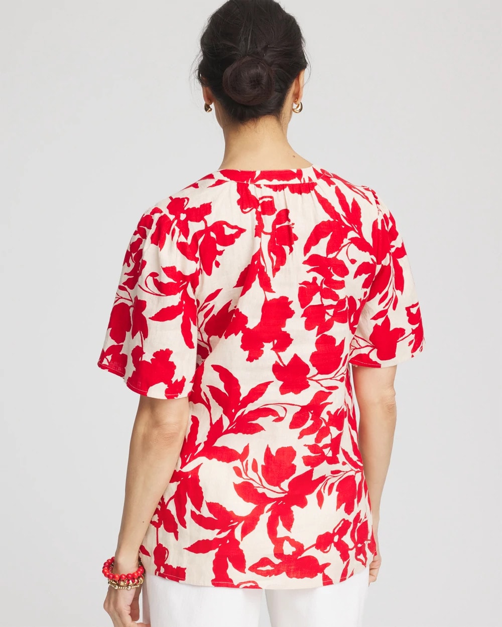 Chico's - Floral Linen Popover Shirt
