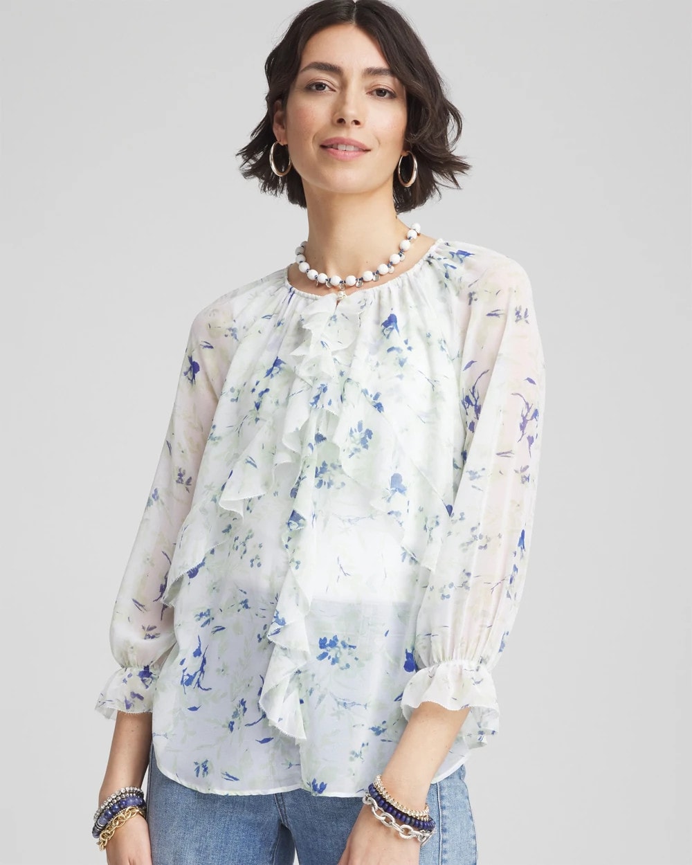 Chico's - Georgette Sheer Ruffle Blouse