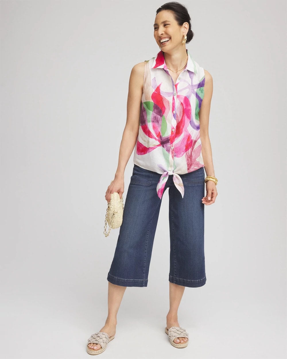 Chico's - No Iron™ Bloom Linen Tie-Front Shirt
