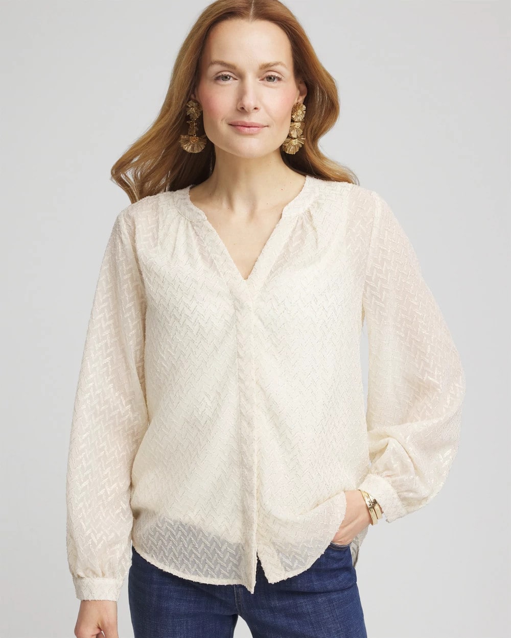 Chico's - Chevron Blouson Sleeve Blouse