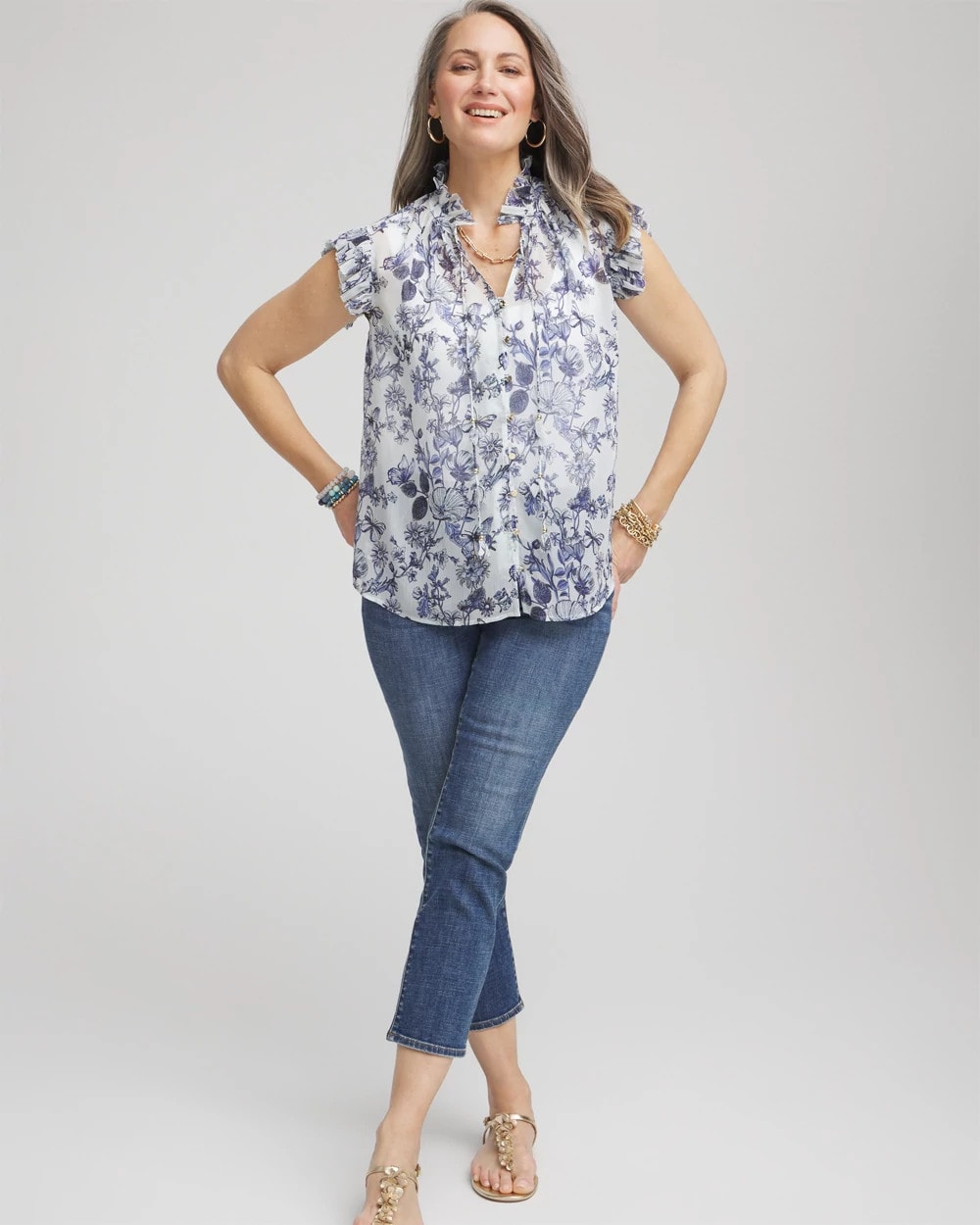 Chico's - Butterfly Ruffle Collar Blouse