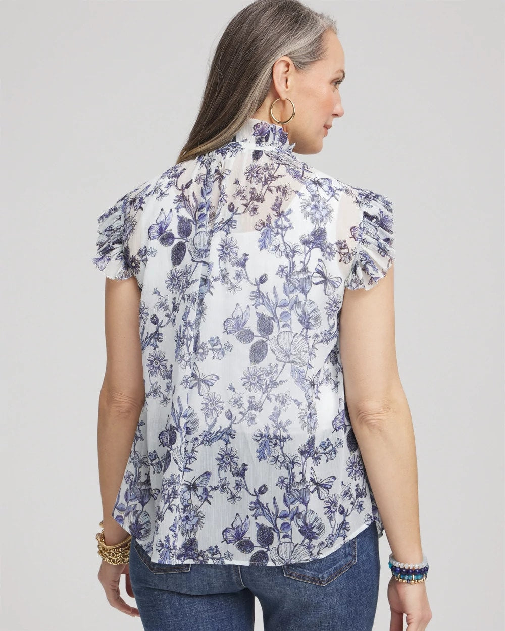 Chico's - Butterfly Ruffle Collar Blouse