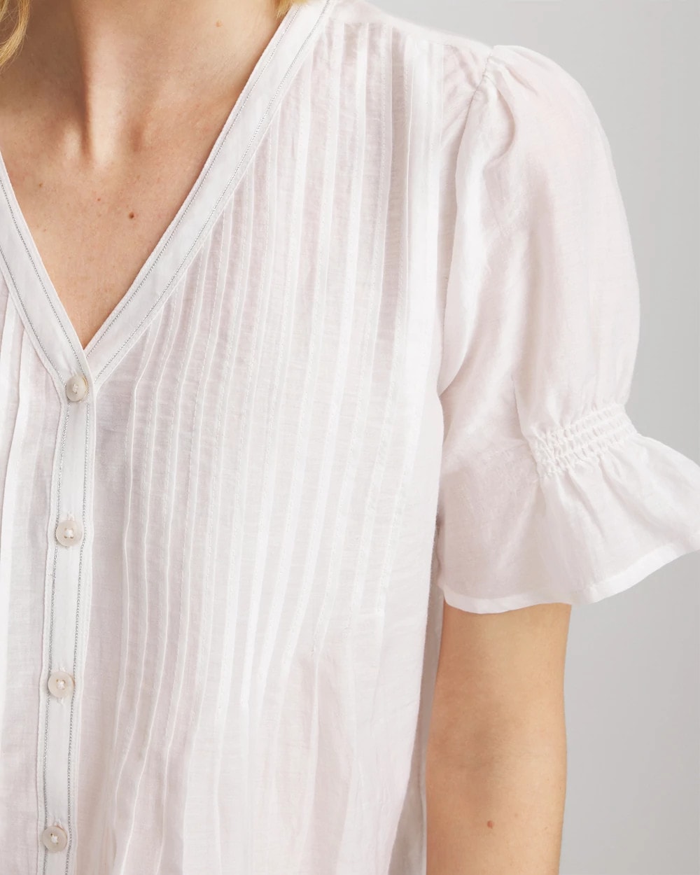Chico's - Pleated Cotton-Silk Shirt