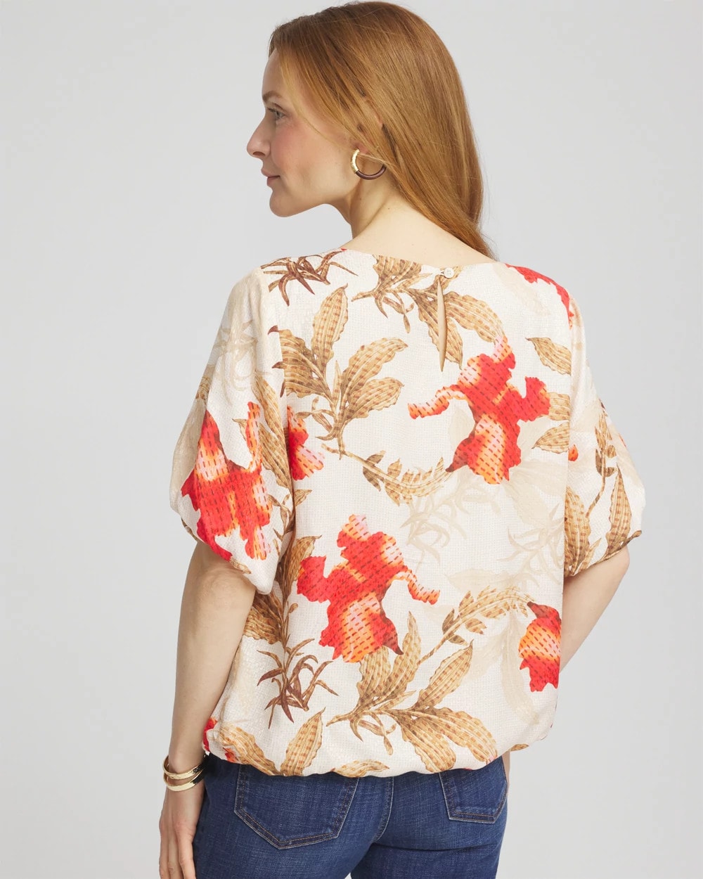 Chico's - Floral Bubble-Hem Blouse