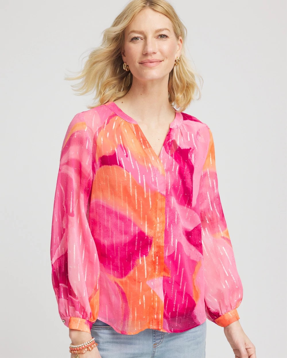 Chico's - Watercolor Classic Fit Chiffon Blouse