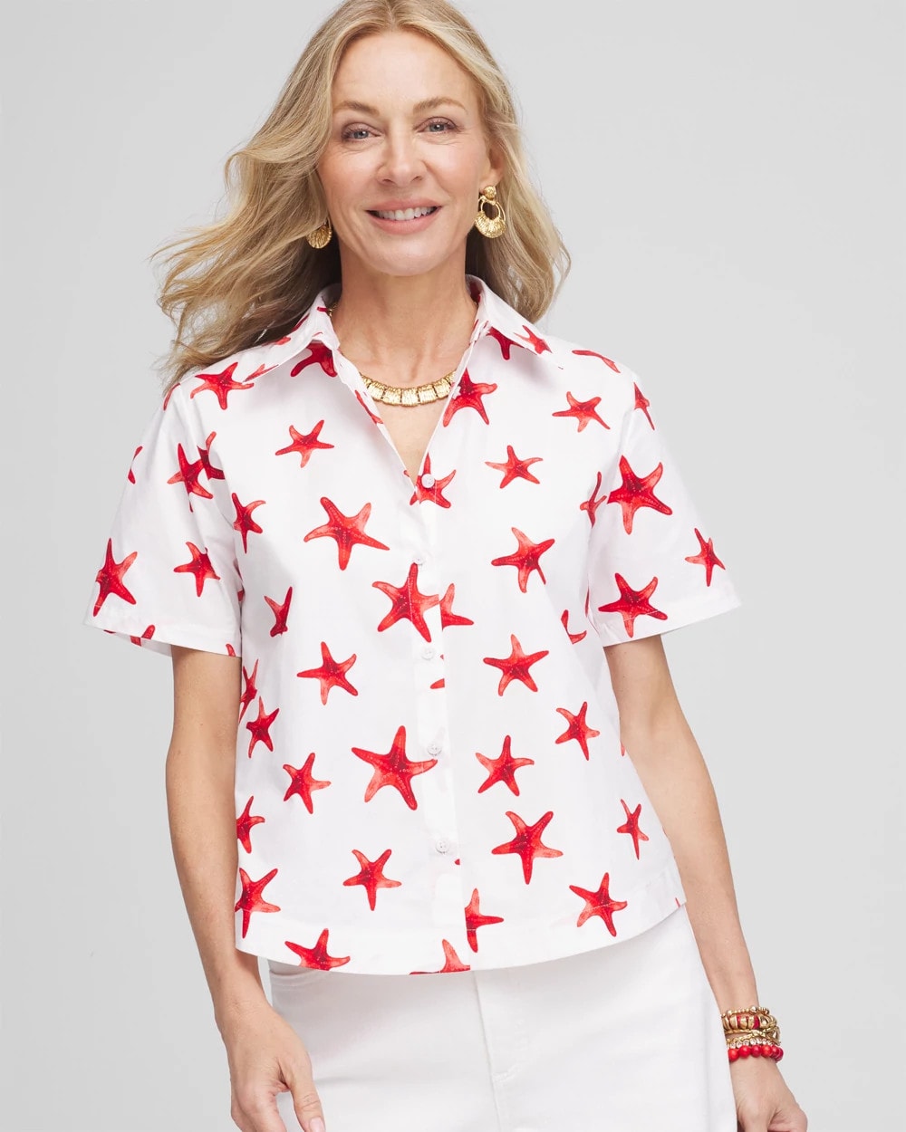 Chico's - Starfish Short Sleeve Swing Shirt