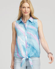 Chico's - No Iron™ Linen Tie-Front Sleeveless Shirt