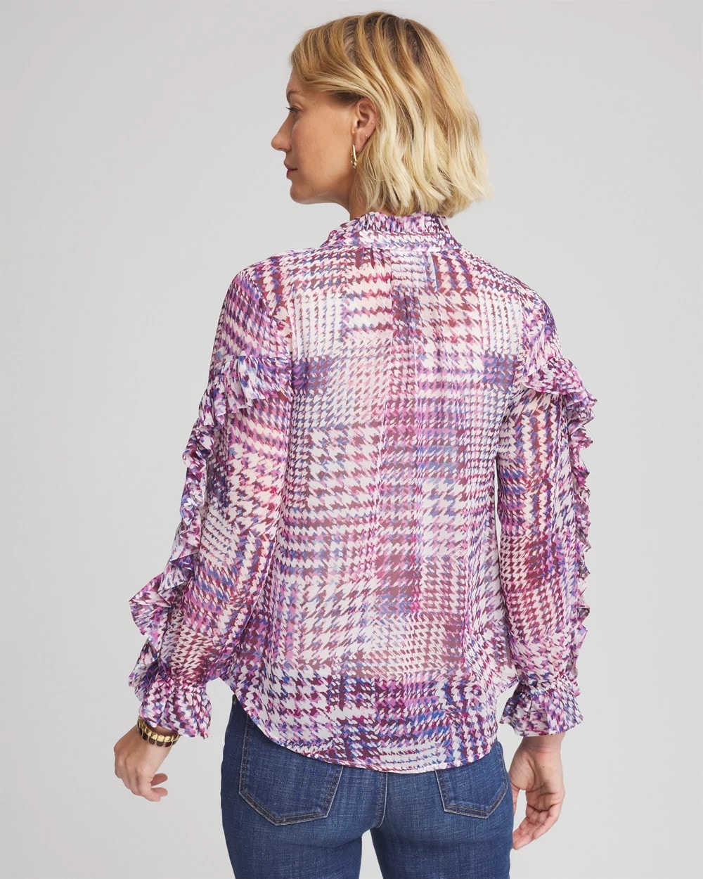Chico's - Gingham-Print Georgette Blouse