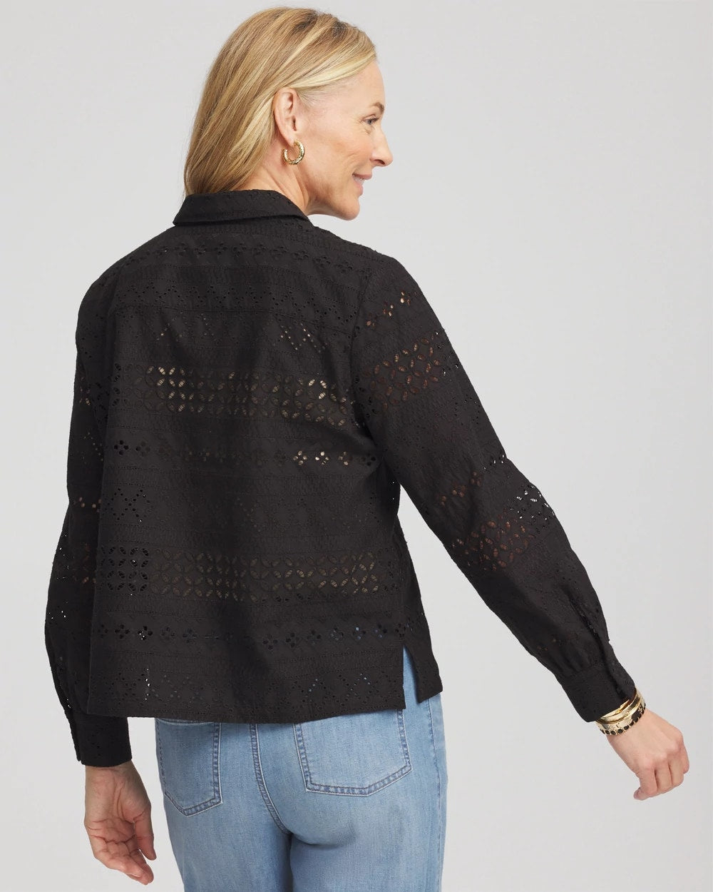 Chico's - Embroidered Eyelet Collared Shirt