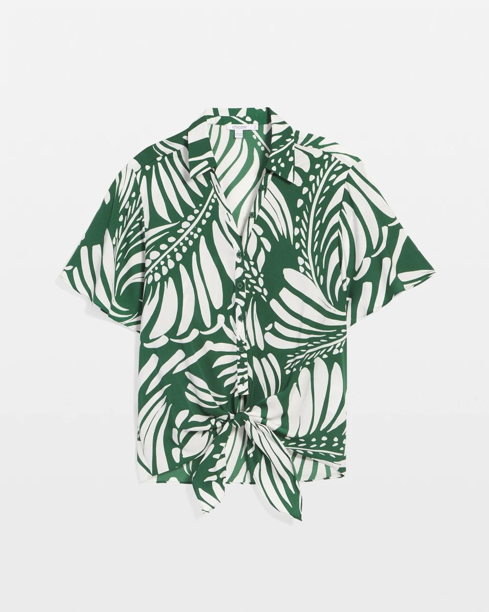Chico's - Palm Print Tie-Front Silky Top