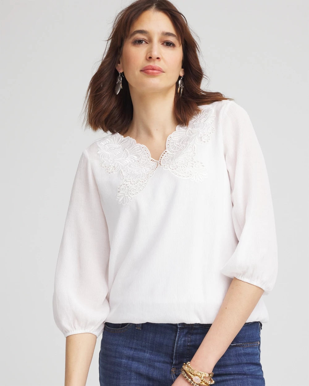 Chico's - Embroidered Cutout Blouse