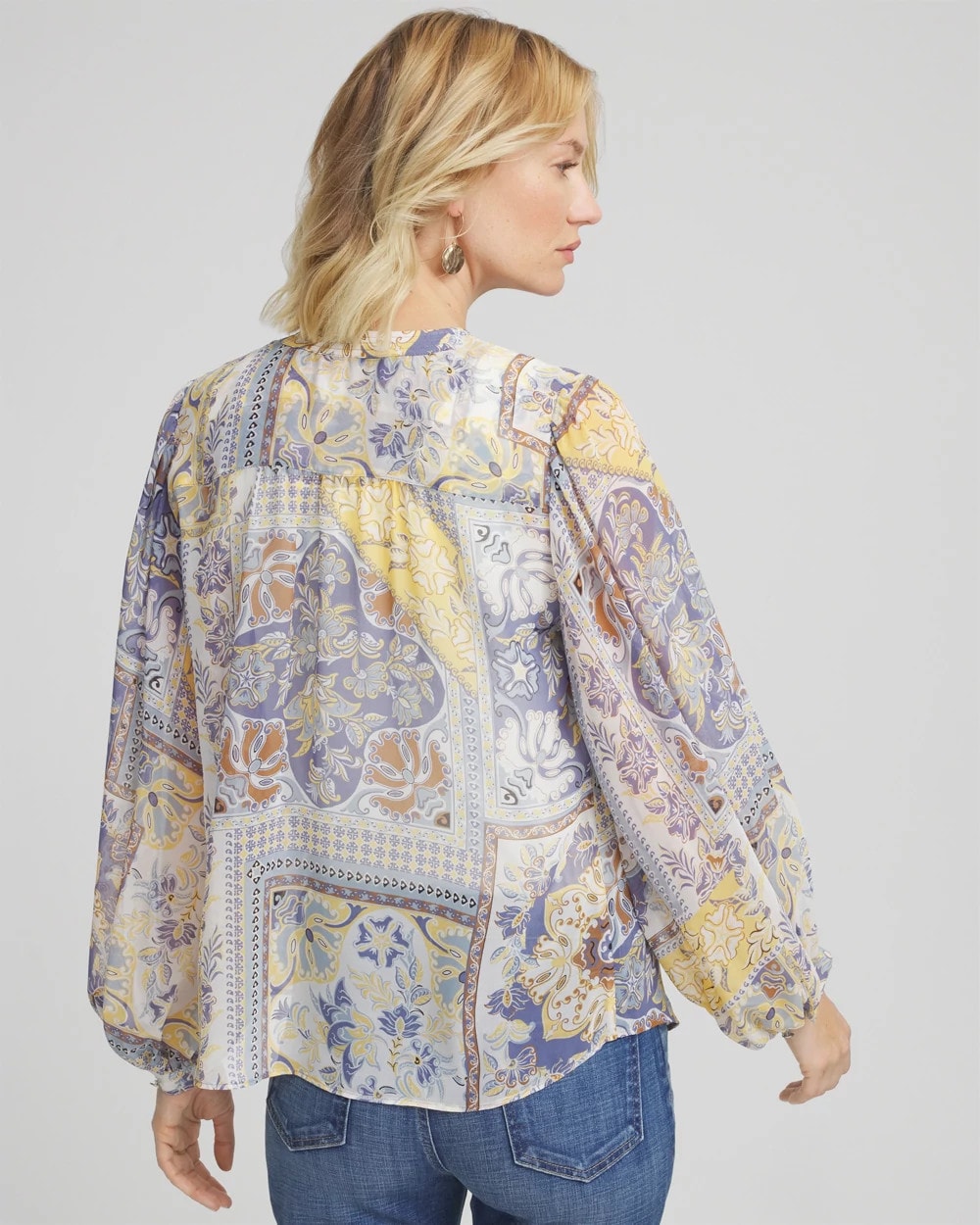 Chico's - Artisanal Georgette Blouson-Sleeve Blouse