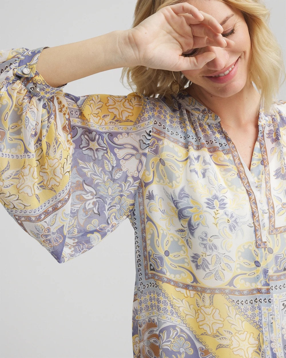 Chico's - Artisanal Georgette Blouson-Sleeve Blouse