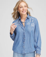 Chico's - Embroidered Tencel™ Denim Shirt