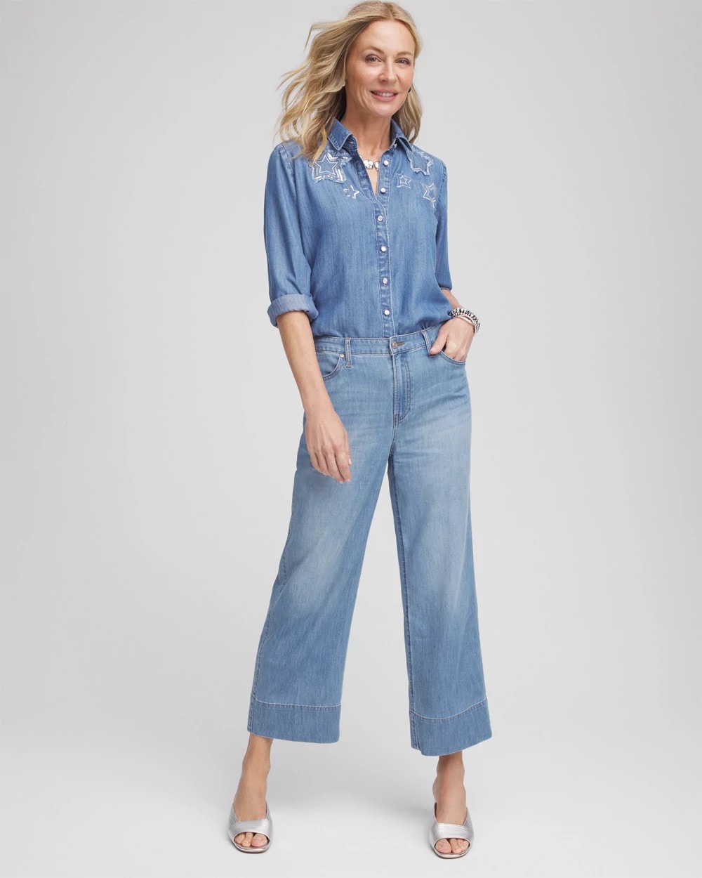 Chico's - Embroidered Tencel™ Denim Shirt