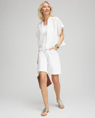 Chico's - Embroidered Dolman Sleeved Linen Blouse
