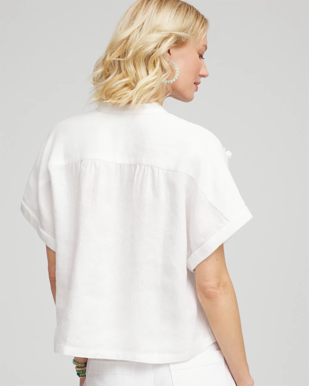Chico's - Embroidered Dolman Sleeved Linen Blouse