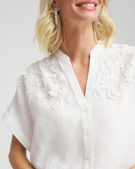 Chico's - Embroidered Dolman Sleeved Linen Blouse