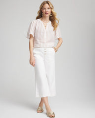 Chico's - Striped Linen Popover Shirt