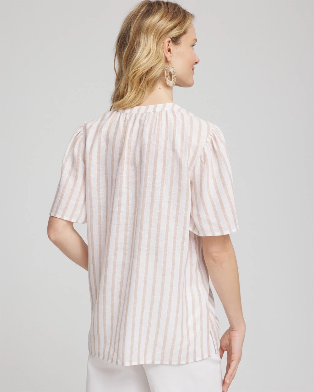 Chico's - Striped Linen Popover Shirt