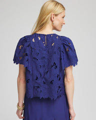 Chico's - Lace Detail Flutter Sleeve Top