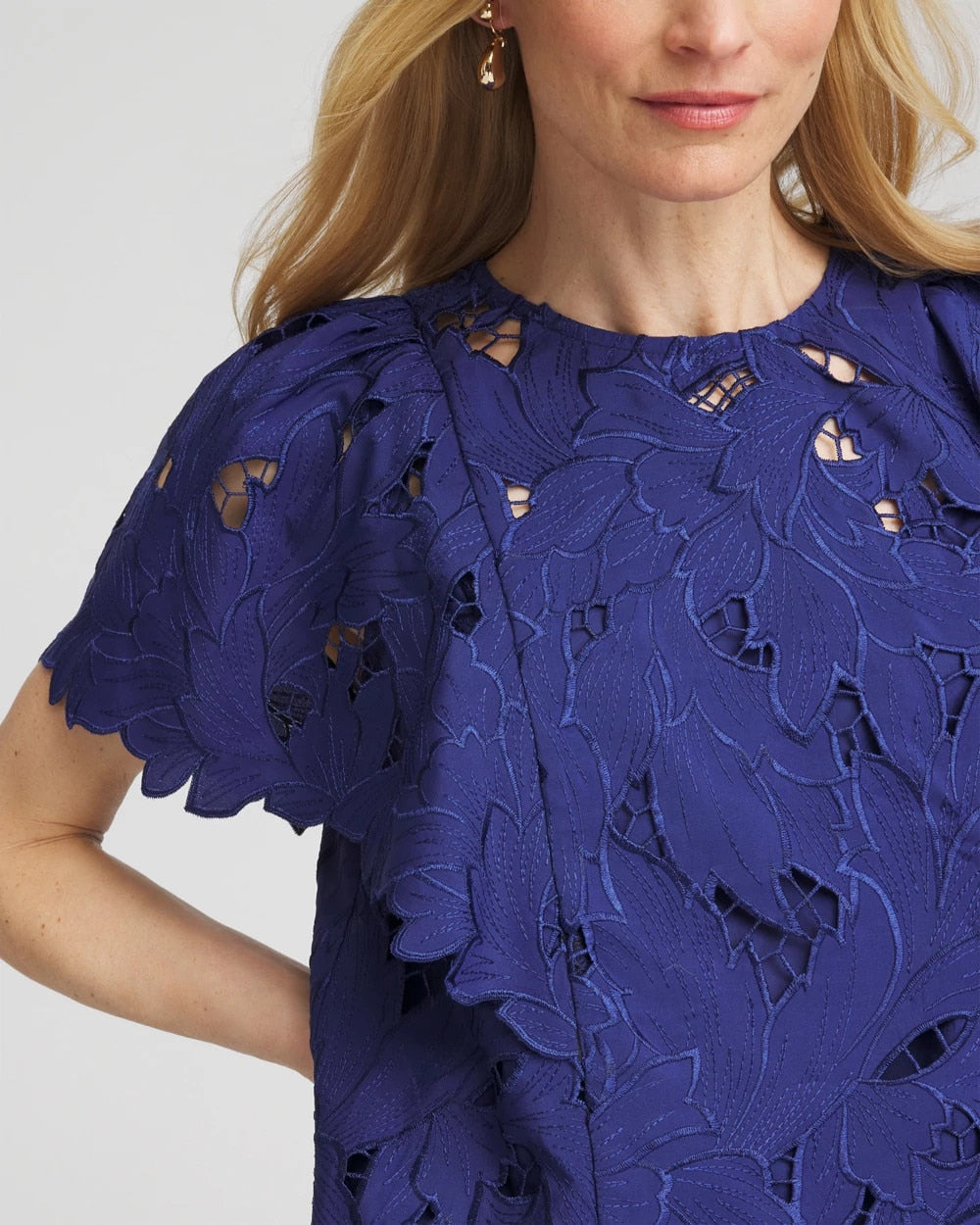 Chico's - Lace Detail Flutter Sleeve Top