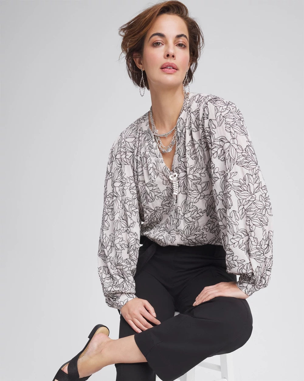 Chico's - Crepe Embroidered Blouse