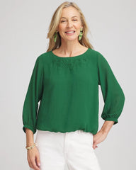 Chico's - Embroidered Crinkle Chiffon Blouse