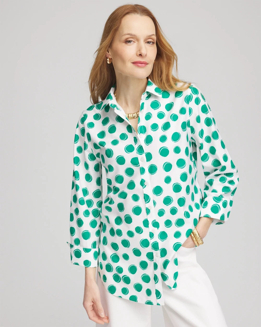 Chico's - No Iron™ Polka-Dot Sateen Shirt