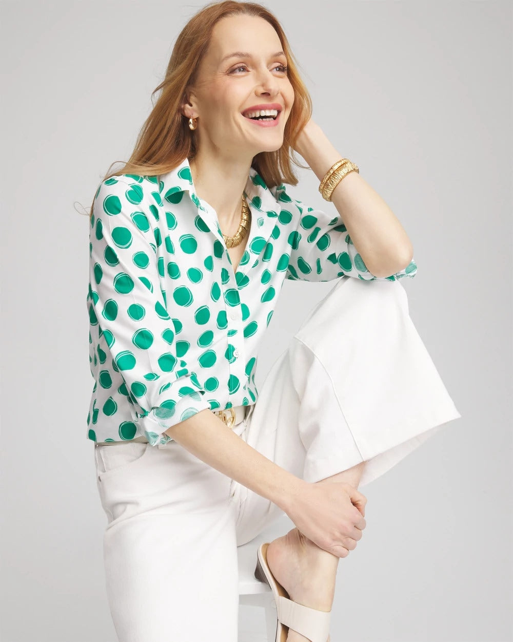 Chico's - No Iron™ Polka-Dot Sateen Shirt