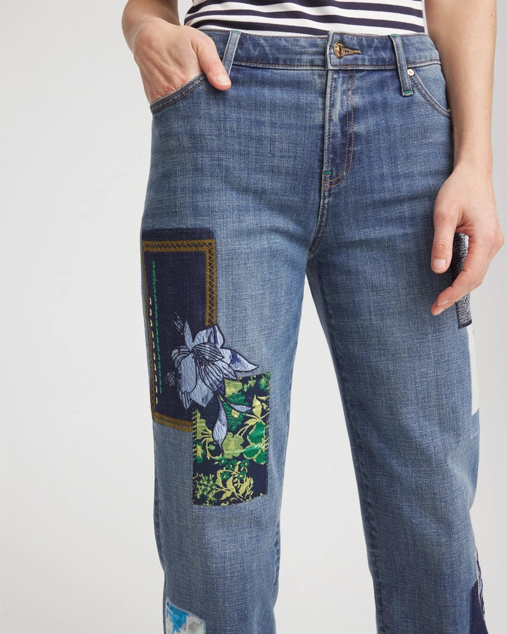 Chico's - Boyfriend Patchwork Cropped Jeans