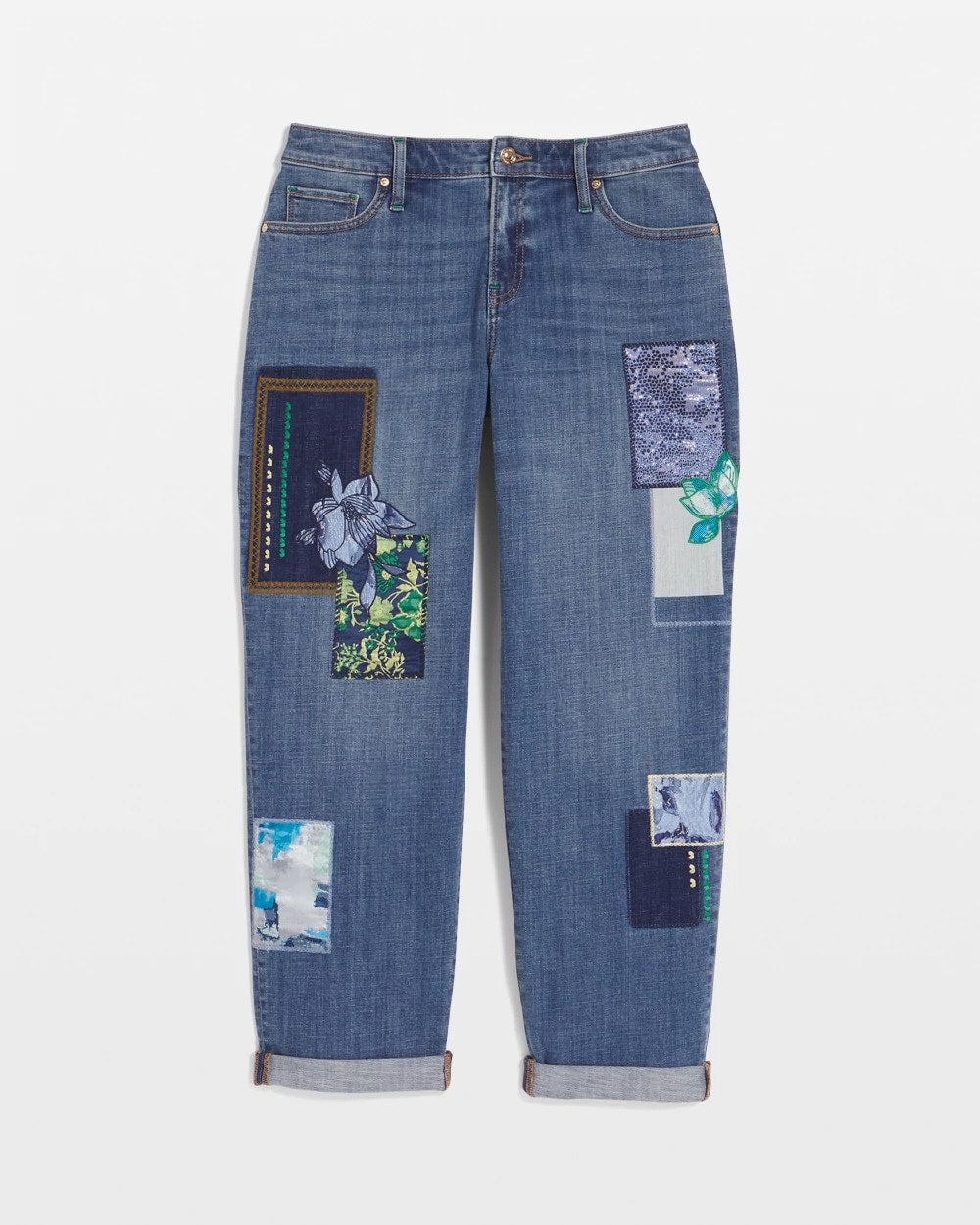 Chico's - Boyfriend Patchwork Cropped Jeans