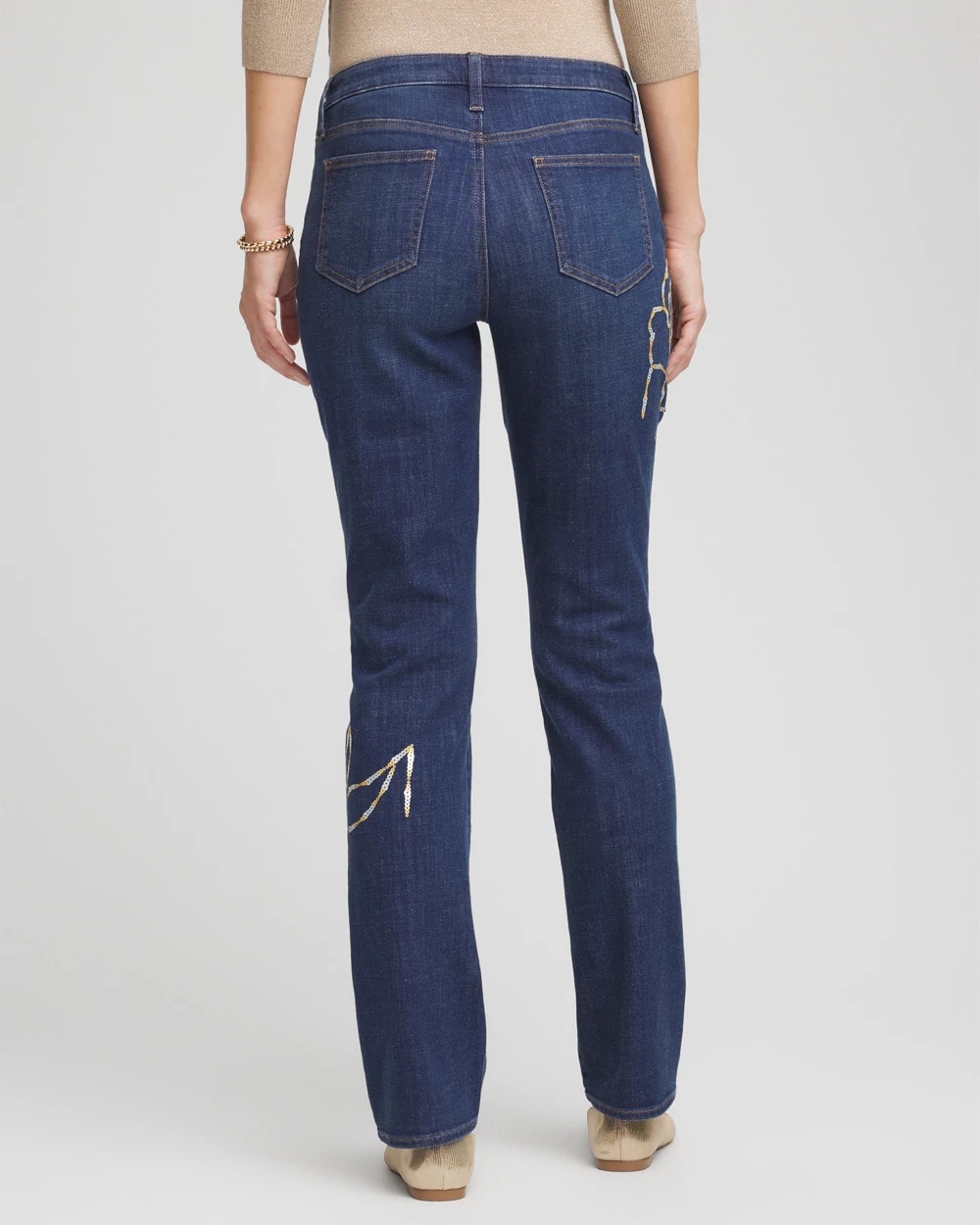 Chico's - Sequins Rose Girlfriend Slim-Leg Jeans