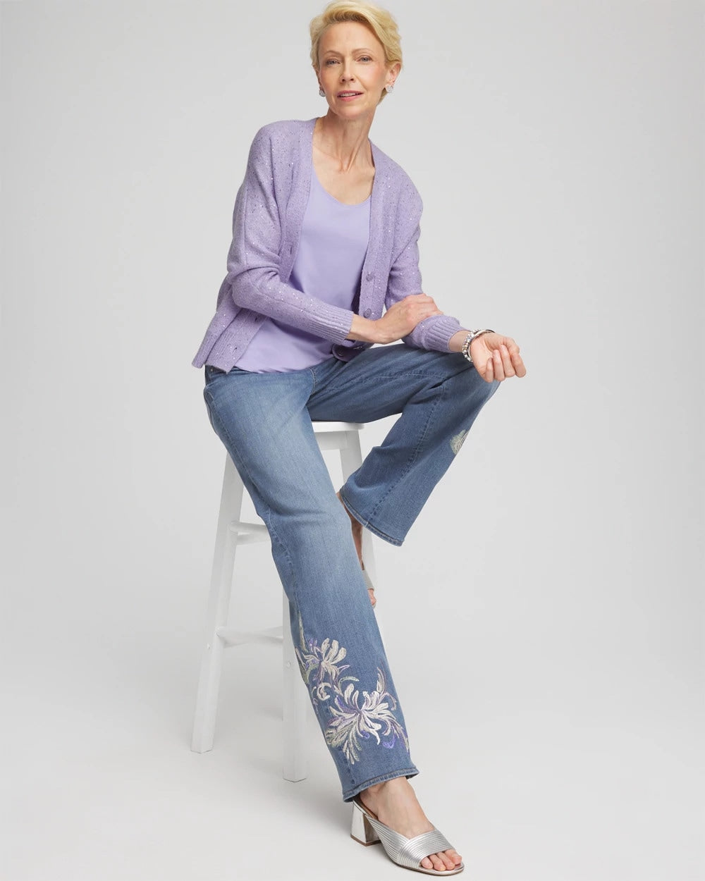Chico's - Embroidered Pull-On Wide-Leg Jeans