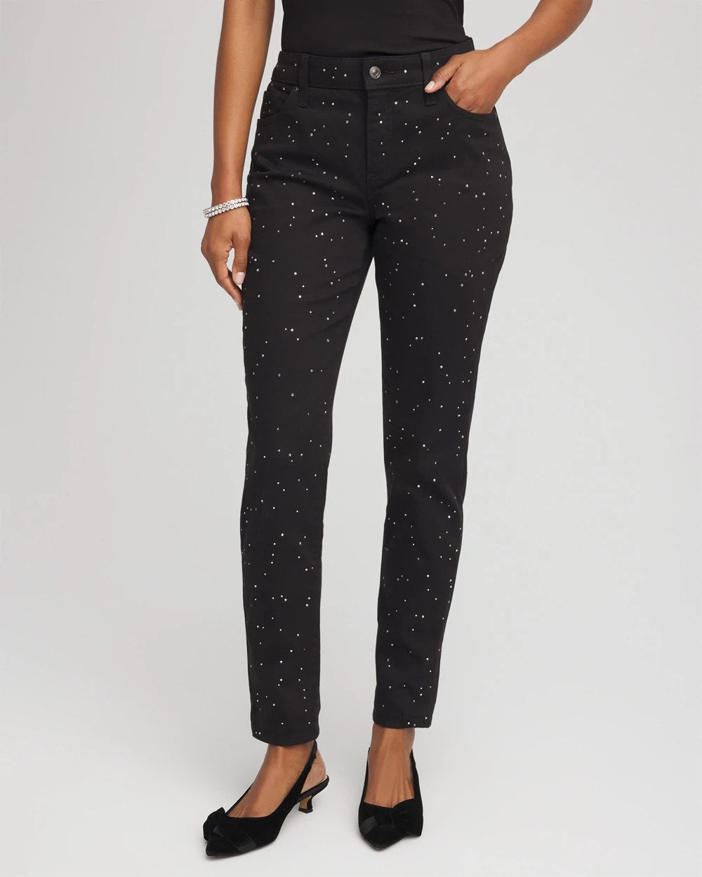 Chico's - Stone Embellished Girlfriend Slim Ankle Jeans