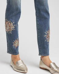 Chico's - Embellished Starbursts Girlfriend Slim Ankle Jeans