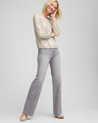 Chico's - Rose Gold Embellished Girlfriend Flared Jeans