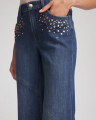 Chico's - Embellished Frayed Flared-Leg Jeans